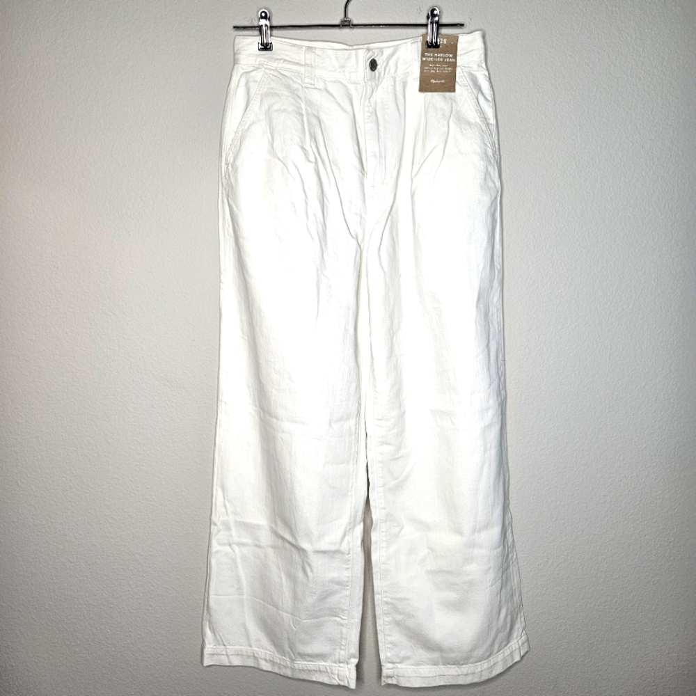 Madewell size 28 white denim wide leg NEW W/O TAGS high rise 100